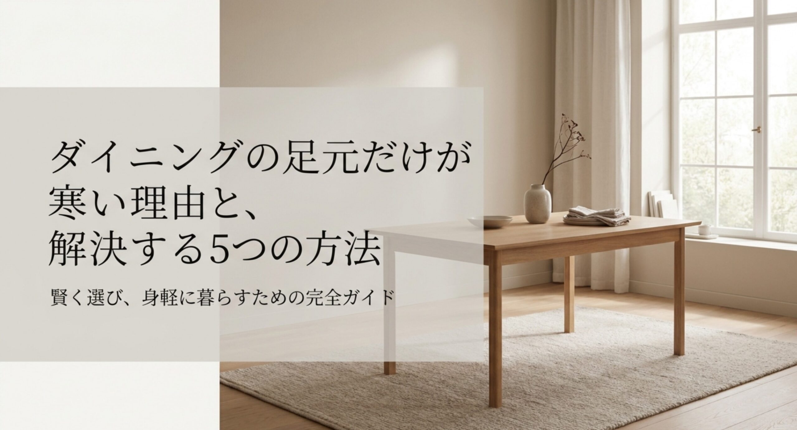 ダイニングの足元だけが寒い理由と解決する5つの方法を扱う記事の表紙スライド