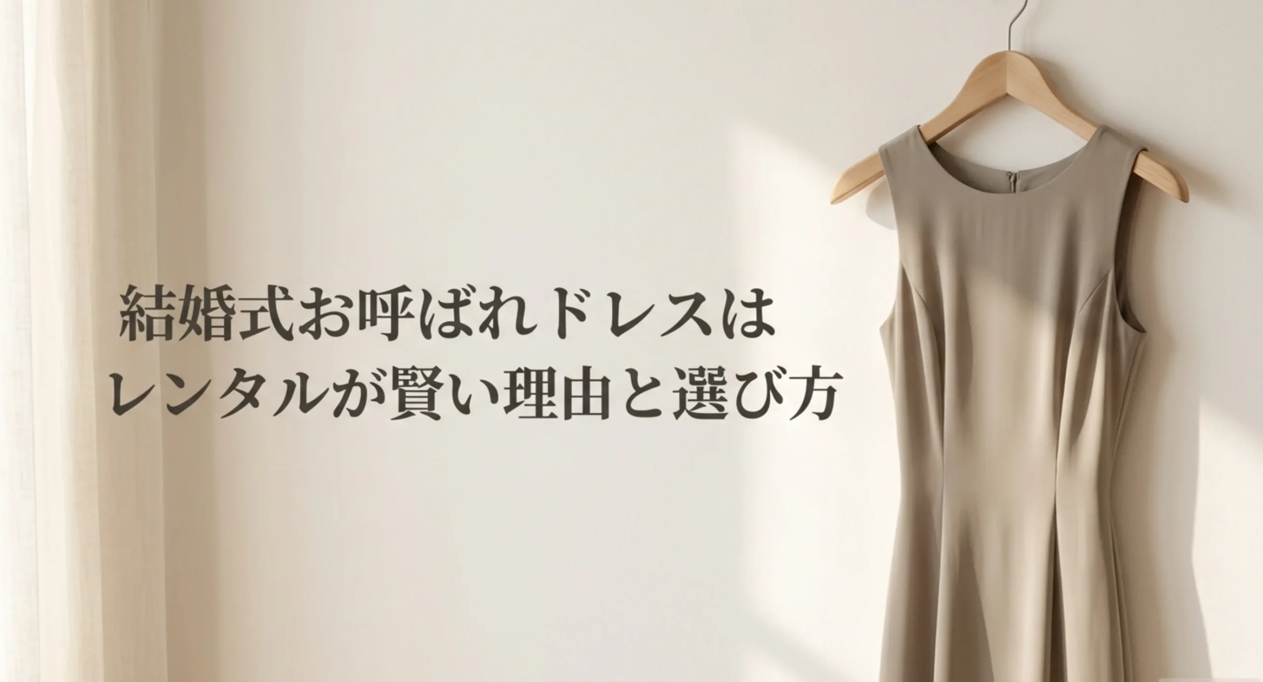結婚式のお呼ばれドレスをレンタルで用意する理由と選び方を扱うことを示した表紙スライド
