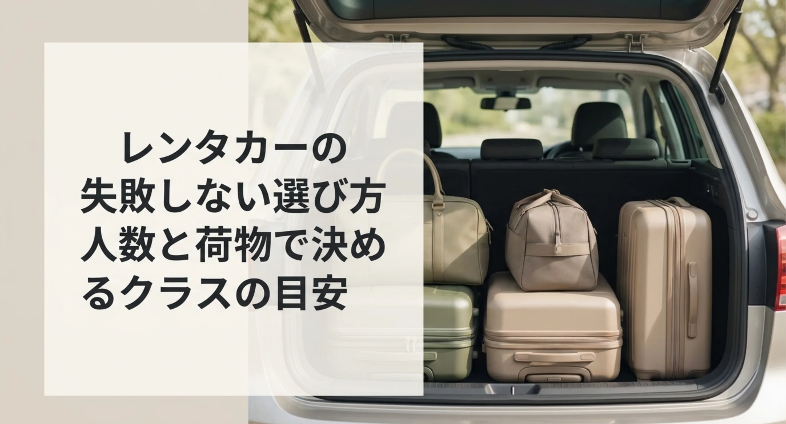 人数と荷物からレンタカーのクラスを決める目安を解説する表紙スライド