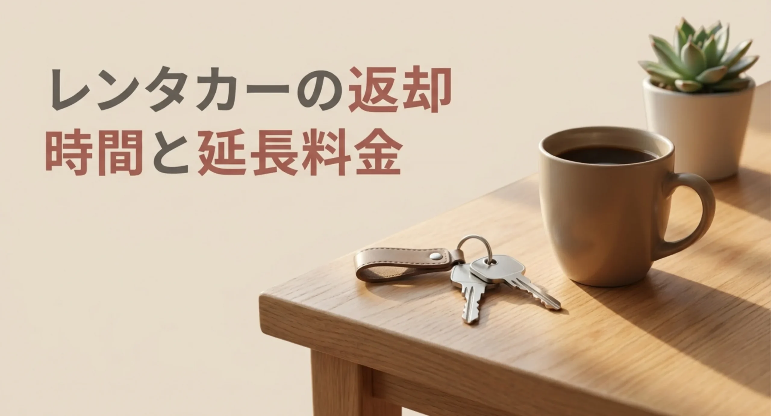 レンタカーの返却時間と延長料金を解説する表紙スライド