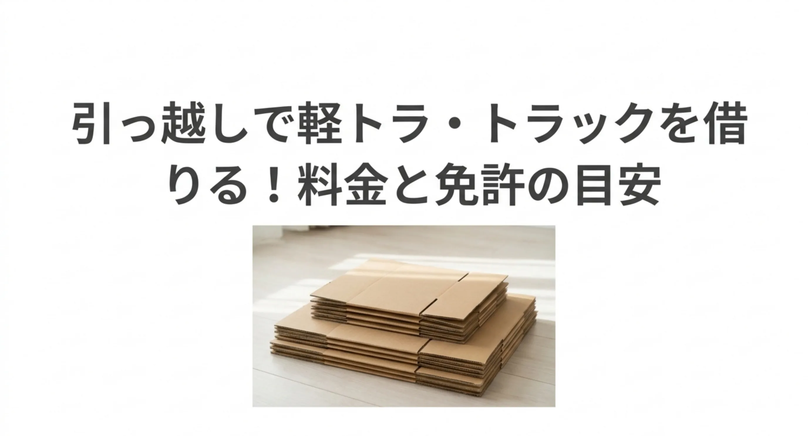 引っ越しで軽トラックやトラックを借りるときの料金と免許の目安をまとめた記事の表紙スライド