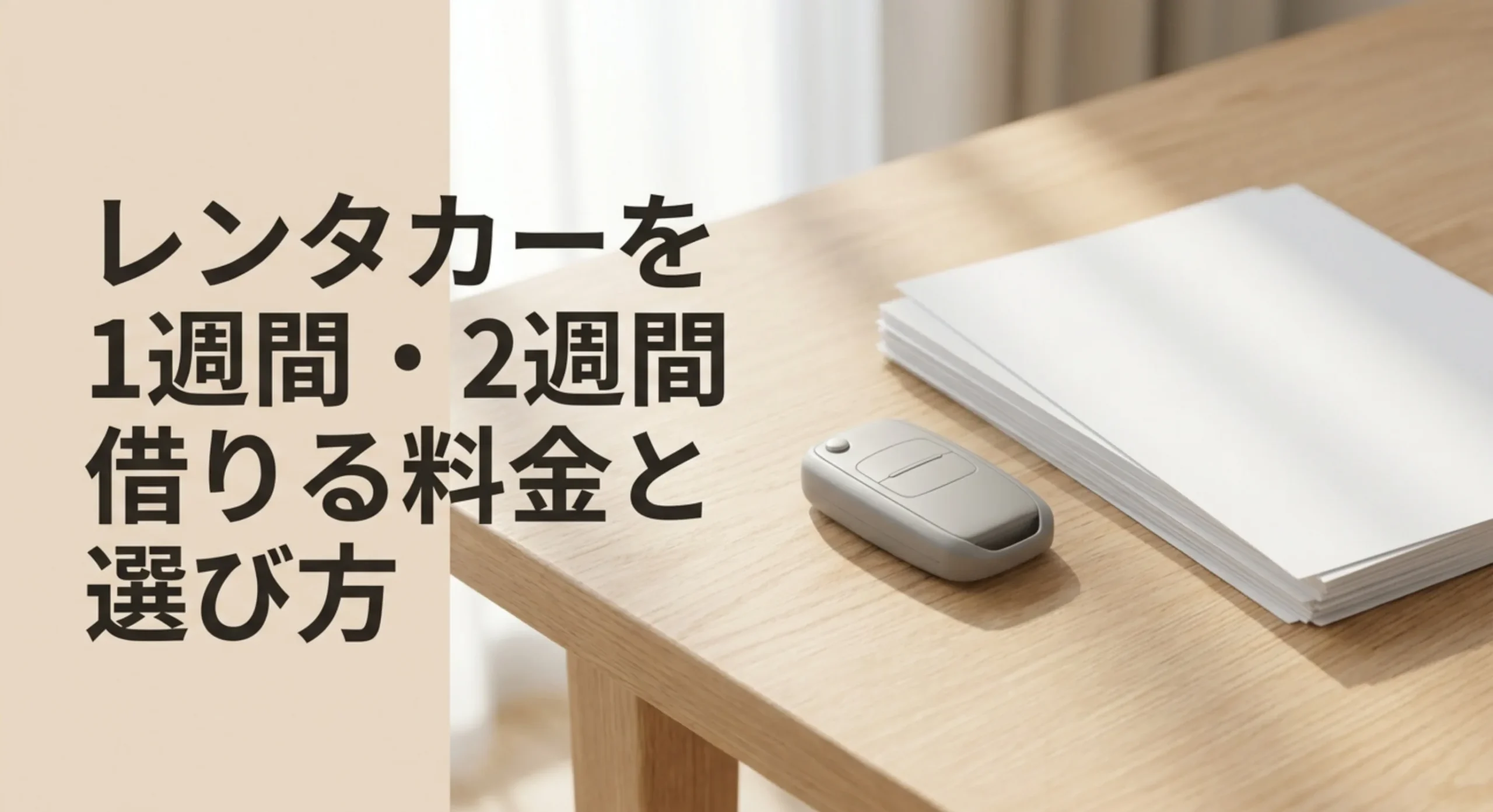 レンタカーを1週間・2週間借りる料金と安くする方法をまとめた記事の表紙スライド