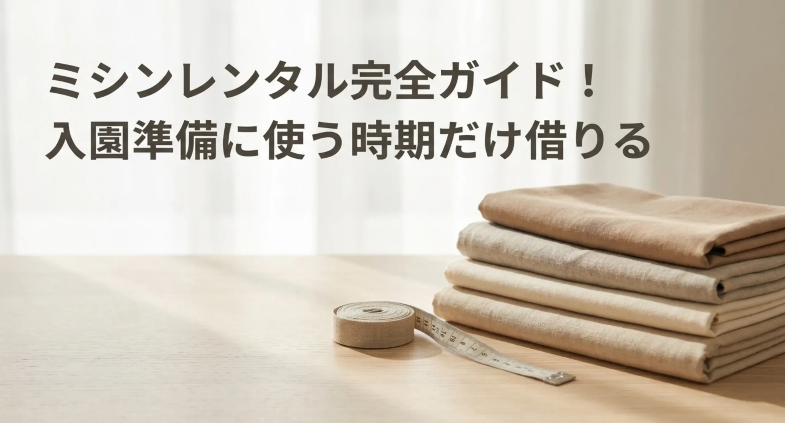 入園準備など使う時期だけミシンを借りるという記事の主旨を示した表紙スライド