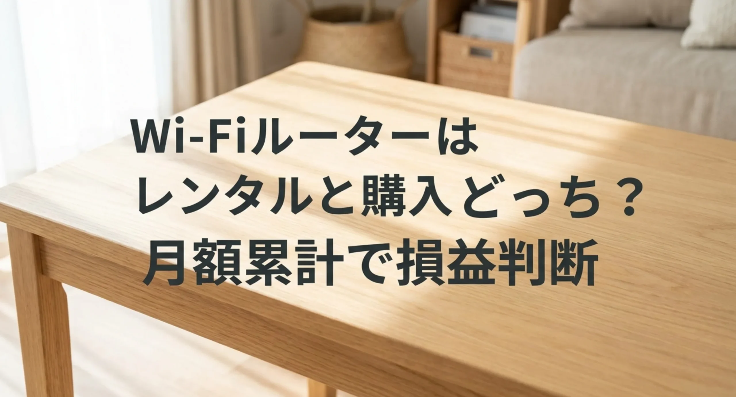 光回線のWi-Fiルーターをレンタルし続けるか購入するかを月額の累計で判断するという記事の主旨を示した表紙スライド